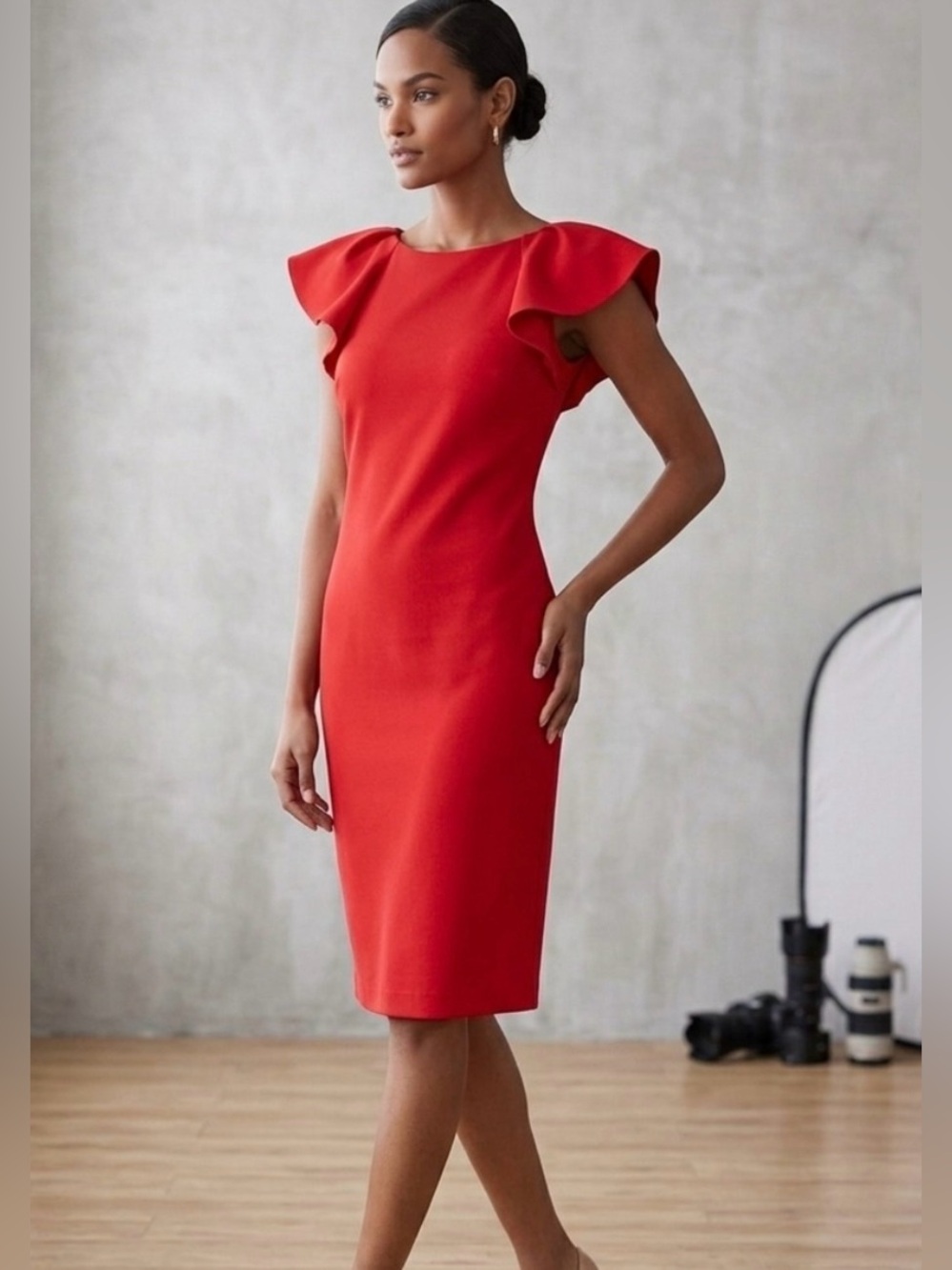 Banana Republic Red Ruffle-Shoulder Mini Dress